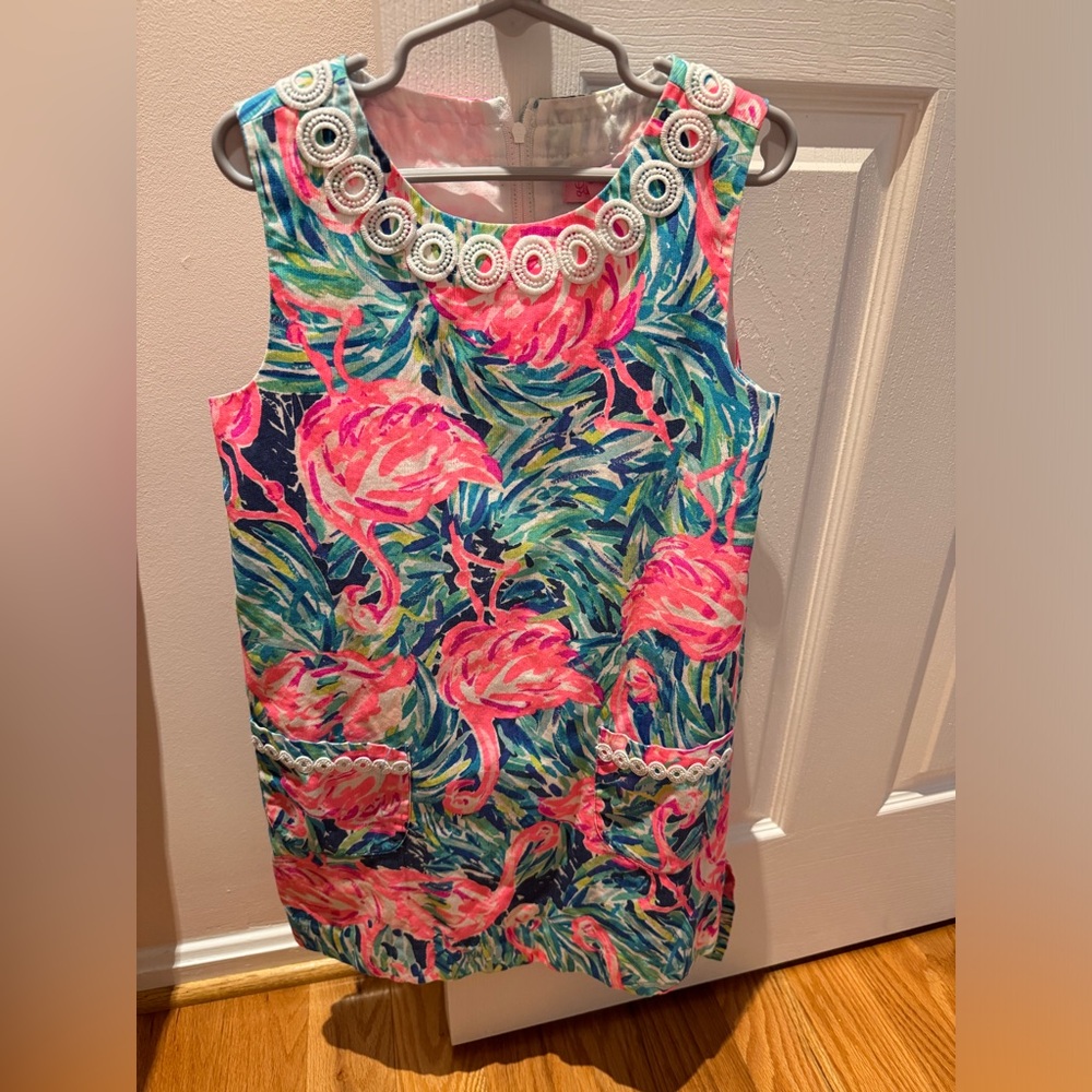 Lilly Pulitzer girls flamingo shift dress size 8